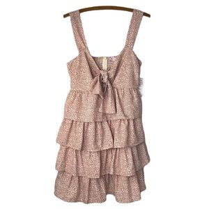 PINK Lily You’re My Saving Grace Floral Mini Dress Red Layered Tiers NWT Size M